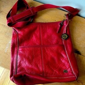 The Sak leather crossbody- Scarlet color.